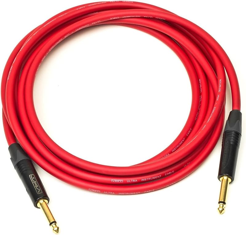 VHT Ultra Instrument Cable, 18 Foot 1/4" Straight Ends Neutrik Plugs - Red image 1