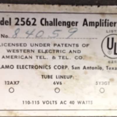Alamo Model 2562 Challenger Amp Late 1960’s/ Early 1970’s Black/Silver image 11