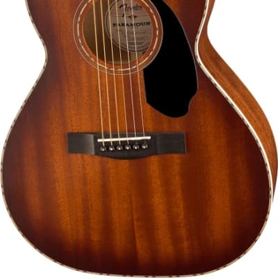 Fender PS-220E Parlor Acoustic Guitar. All Mahogany, Ovangkol Fingerboard, Aged Cognac Burst image 5