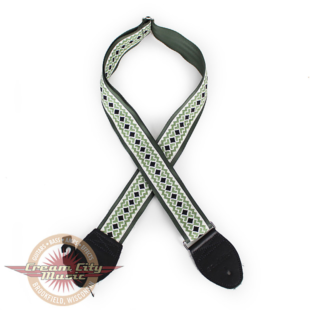 Souldier "Diamond" 2" Guitar Strap in Forest Green with Black Ends image 1