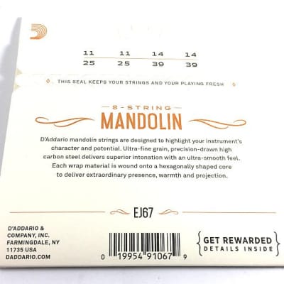 D'Addario Mandolin Strings EJ67 Medium Loop End image 2