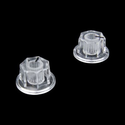 2x Control Knobs For Guitar, Pedal or Audio Amplifier, Skirted,6mm Shaft, Clear (small)