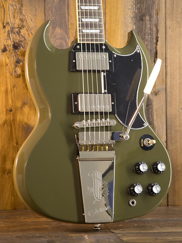 ギター Epiphone SG Standard Olive Drab Green Epiphone Exclusive SG Standard '61 Maestro Vibrola Electric