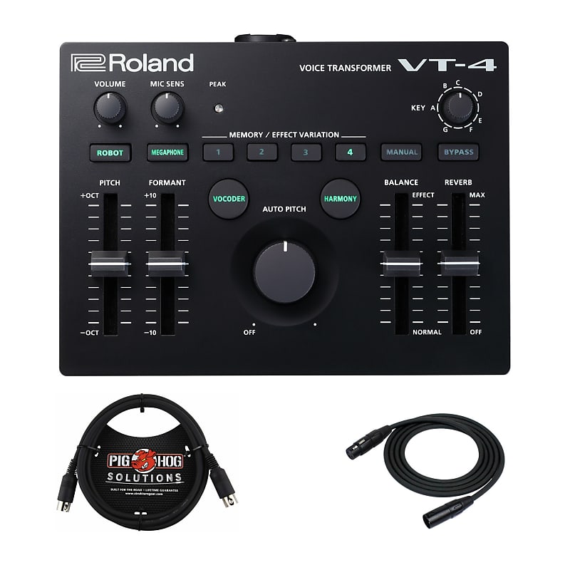 Roland VT-4 Voice Transformer & Effects Processor with XLR and MIDI Cables  (3 Items)
