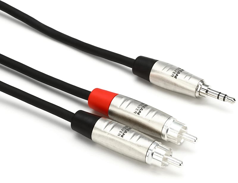 Hosa HMR-010Y Pro Stereo Breakout Cable - 3.5mm TRS Male to Dual RCA Male - 10 foot image 1
