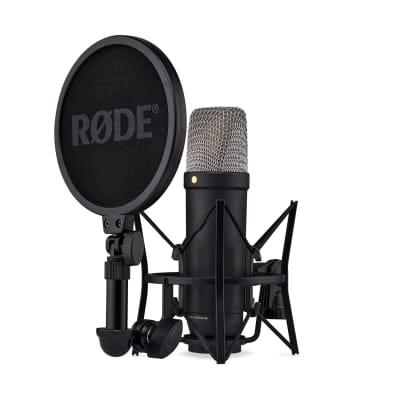 Nt1 5Th Generation Large-Diaphragm Studio Condenser Microphone With Xlr And Usb Outputs, Shock Mount And Pop Filter For Music Production, Vocal Recording And Podcasting (Black)