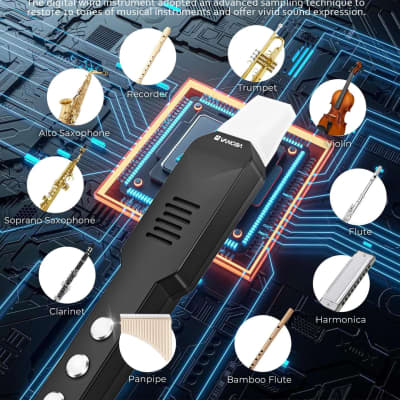 EWI-100 Mini Digital Wind Instrument Synth – Portable Rechargeable Electronic Aerophone with 10 Tones, MIDI Connectivity & Headphone Jack image 3