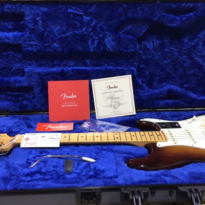 Fender 75th Anniversary Stratocaster 2-Color Bourbon Burst Strat, Brand New, Free Ship, 812 image 12