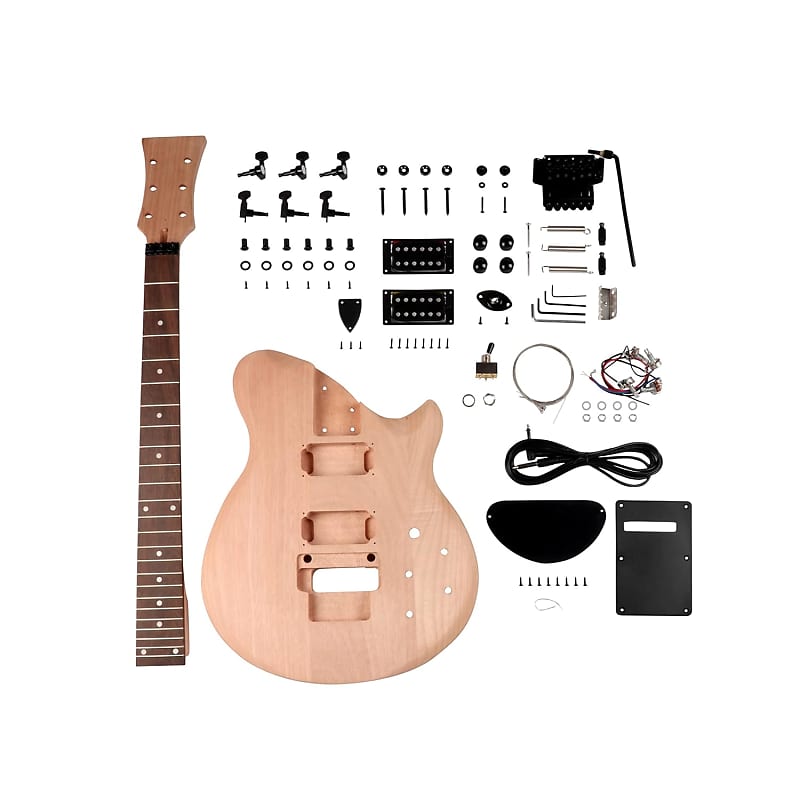 Diy Electric Guitar Kit Beginner Kit 6 String Right Handed With Mahogany Body Hard Maple Neck Rosewood Fingerboard Black Hardware Build Your Own Guitar. image 1