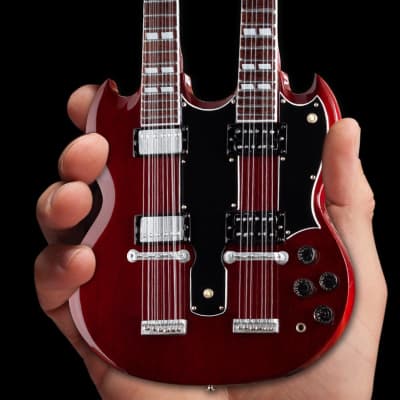 Axe Heaven Gibson SG EDS-1275 Doubleneck Cherry Mini Guitar Collectible imagen 7