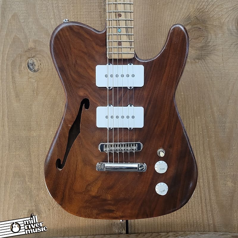 Sand Hill Custom Semi Hollow T Style Electric Guitar Walnut Ambrosia Maple Used