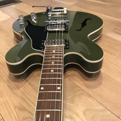 2020 Chris Cornell-Style Gibson ES-335 Olive Drab Modified ES335 Lollar Lollartron Bigsby Tron w/OHSC 8.5 LBS image 5