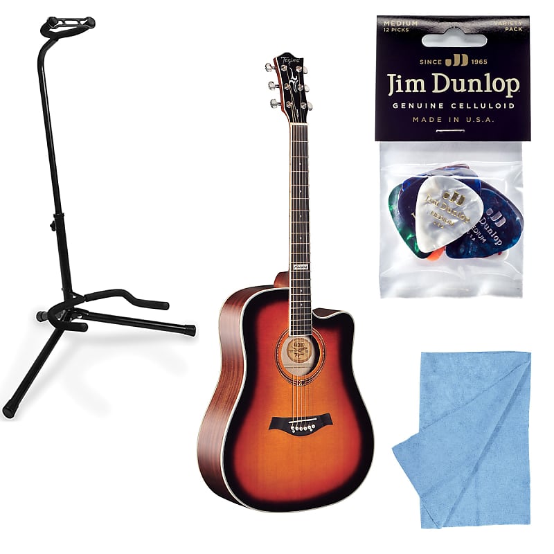Tagima Guitars America Kansas Acoustic Guitar, Sunburst w/ Stand, Cloth, Picks image 1