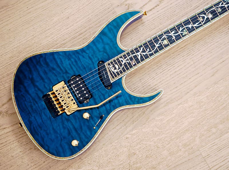 2011 ESP Edwards E-CY-165CTM Neck Through Electric Guitar Aqua Blue Quilt  Top Near Mint w/ Hangtags