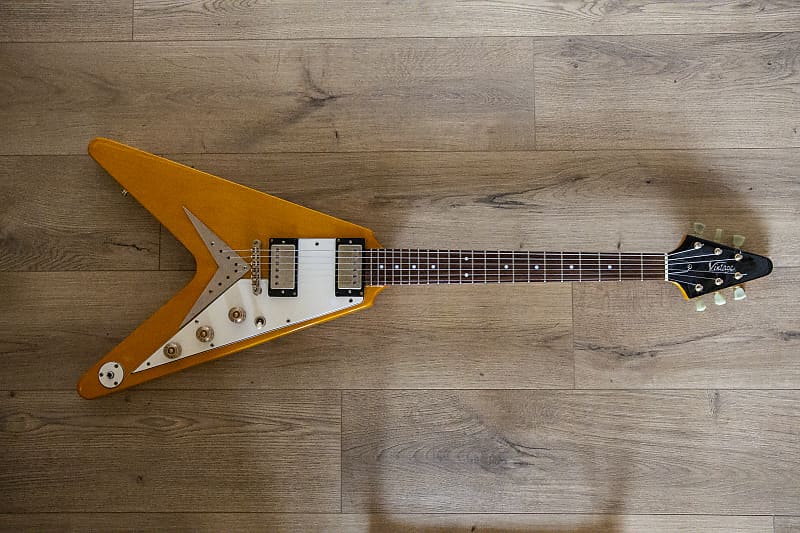Vintage JHS VV60 Korina Rare Mk1 version Flying V replica + HCase flying V 2000 - Korina image 1