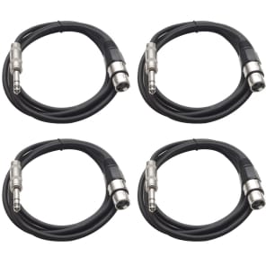Seismic Audio SATRXL-F6-4BLACK 1/4" TRS Male to XLR Female Patch Cables - 6' (4-Pack)
