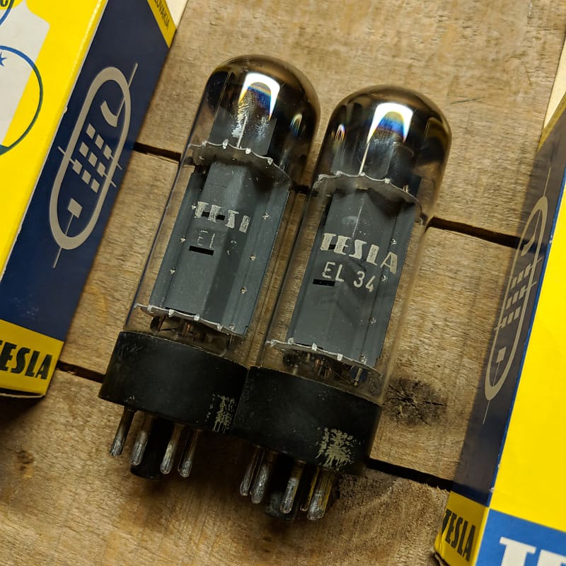 Vintage Original TESLA EL34 / 6CA7 Black Base Double OO Vintage Original TESLA EL34 / 6CA7 Black Base Double OO