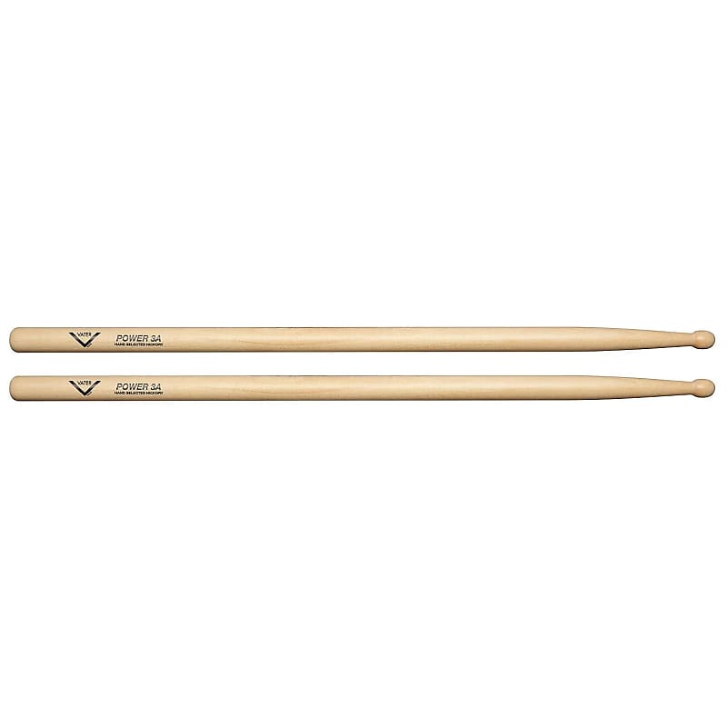 Vater VHP3AW 3A Power Hickory Wood Tip Drum Sticks (Pair) image 1