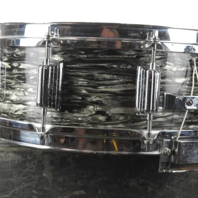 1970s Rogers 5x14 Black Strata Pearl Dynasonic Snare Drum image 4