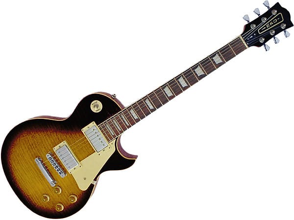 EKO VL-480 CHITARRA ELETTRICA TIPO GIBSON LES PAUL AGED CHERRY SUNBURST  FLAMED VL480