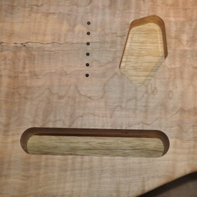 Unfinished 2 Piece Quarter Sewn Limba Telecaster Body Spalted Figured Flame Maple Top 4lbs 14oz! image 12