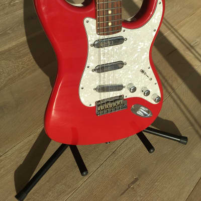 American Fender Torino Red Stratocaster with Chrome Dome Lace Sensor pickups image 3