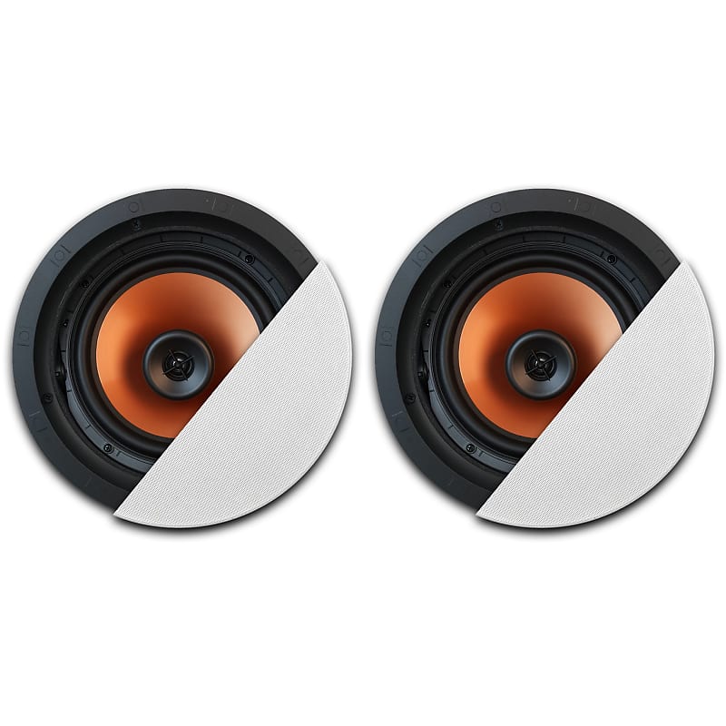 Klipsch CDT-3800-CII 8-inch 2-Way Design in-Ceiling Speakers | Room-Filling Sound for Both Music and Movies | Swiveling 1" Dome Tweeter, Pivoting 8” Woofer| (White Paintable Grilles) Two Speaker Pack image 1