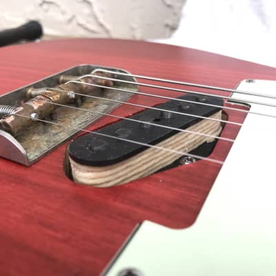 Slow Train Guitars Pinecaster partscaster with Cavalier Pickups and Warmoth neck Bell Buckle Red image 9