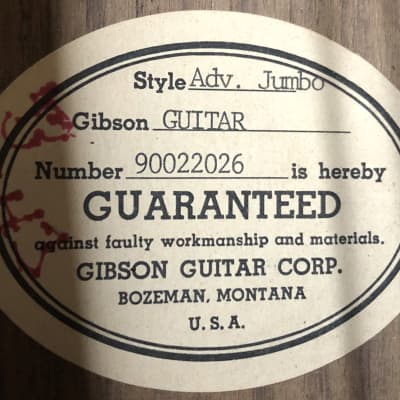 1992 Gibson AJ Advanced Jumbo Reissue Gloss Sunburst Finish Acoustic Guitar with OHSC image 3
