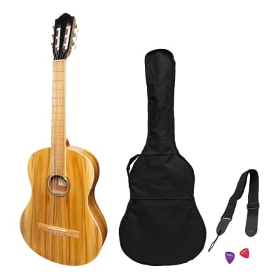 Martinez Full Size Student Classical Guitar Pack with Built In Tuner (Jati-Teakwood) image 1