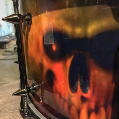 7x14 Oak Stave Snare by War Drums & Percussion - Skull wrap image 2