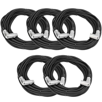 Seismic Audio - 5 Pack of 50' XLR Right Angle Microphone Cables - 50' Mic Cords image 1