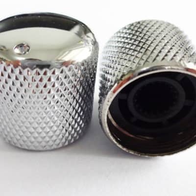 2Pcs*Dome Top Knob,with dot marker on Top,Fit 6mm Knurling shaft Asian made pots,Chrome for sale