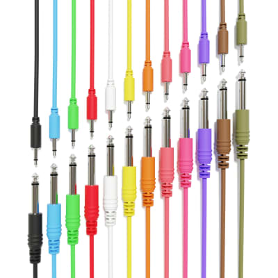 ExcelValley [12-Pack | 200 cm - 78.74"] Mono Patch Cables - TS 3.5mm 1/8" to 6.35mm 1/4" Eurorack Synth CV Gate image 1