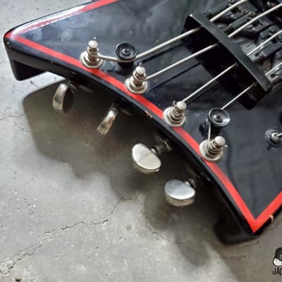 RARE: Phantom Guitarworks HBBR-BR Batmobile Surf Stick Electric Bass (1980s, Black/Red) image 10
