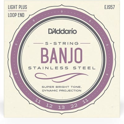 D'Addario EJS57 5-String Banjo Strings, Stainless Steel, Custom Medium, 11-22 image 2