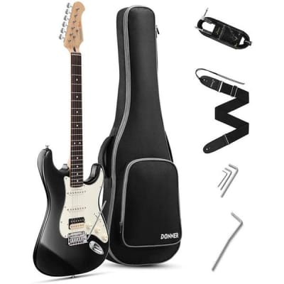 39 Inch Solid Body Electric Guitar Stratocaster Style Kit with Bag, Cable, Strap Full Kit Bundle image 1