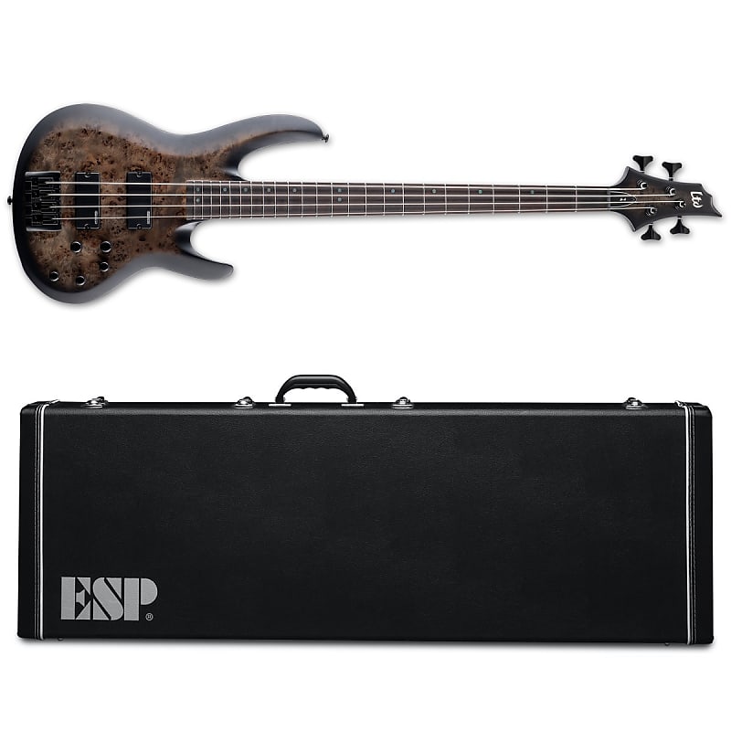 Esp Ltd B Ebony Electric Bass Guitar Charcoal Burst Satin Reverb