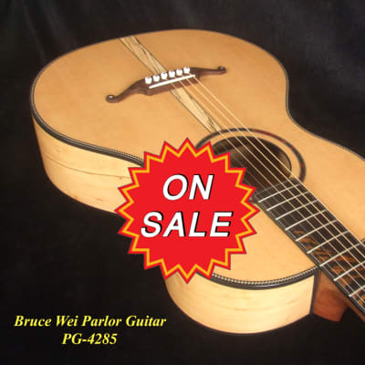 ON SALE - Bruce Wei Solid Spalted Maple, Spruce Parlor Guitar, Tiger Inlay PG-4285 for sale