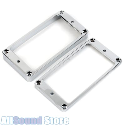 Metal Humbucker Pickup Ring Set SLANTED & CURVED Bottom for Gibson Guitar CHROME