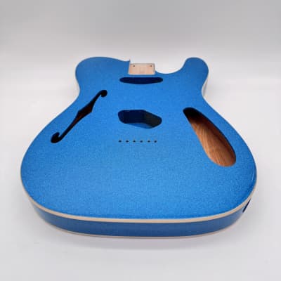 HooDoo Telecaster Thinline Double-Bound Sparkle Blue Body Alder Super Light HTB4139 image 5