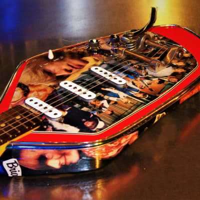 Phantom Phantom Brian Jones Memorabilia Guitar.  Art.  VOX style. ONLY ONE. Collectible.  2005 Collage image 9