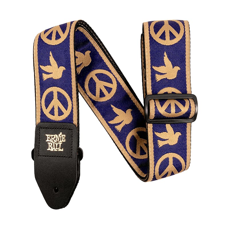 Ernie Ball P04699 Navy Blue and Beige Peace Love Dove Strap image 1
