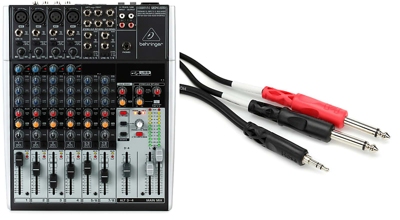 Behringer Xenyx 1204USB Mixer with USB Bundle with Hosa CMP-159