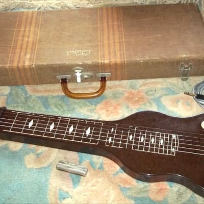 Rare 1947 Antique Kiesel Lap Steel Guitar Brown Bakelite W/case and It Works Too! Please Make Offers image 2