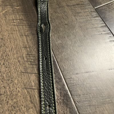 Franklin Black leather Guitar Strap - Black Leather and Suede back image 3