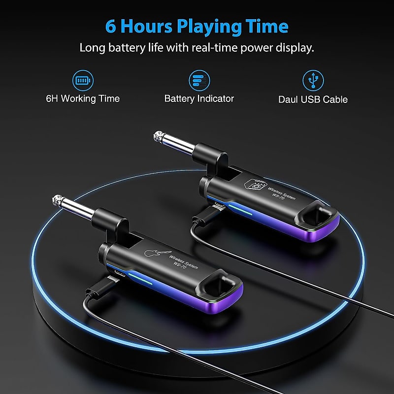 LEKATO Wireless Guitar Transmitter Receiver UHF Audio System Reverb