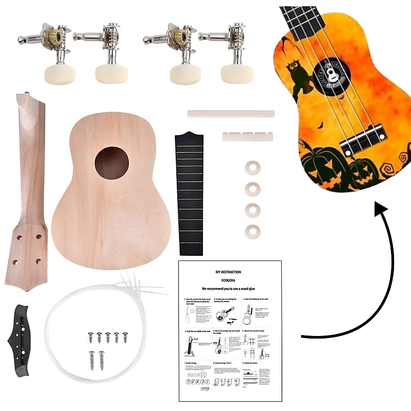 Ecogera Diy Ukulele Kit Soprano (22Inch) For Beginner, Build Reverb