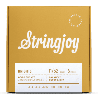 Stringjoy Brights | Super Light Gauge (11-52) 80/20 Bronze Acoustic Guitar Strings image 1