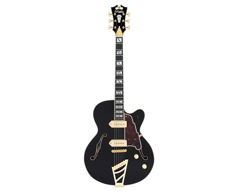 D'Angelico Excel 59 Hollowbody Electric Guitar - Solid Black w/ Stairstep Tailpiece  DAE59SBK2GT image 1
